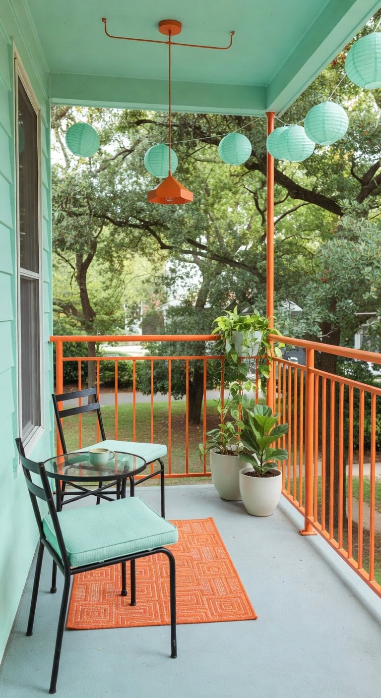bright orange mid century balcony