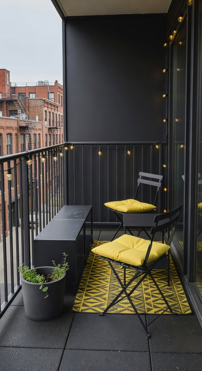 bright yellow industrial balcony