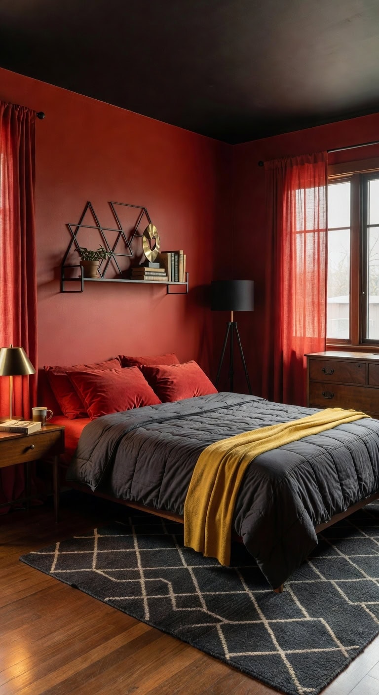 burnt red mid century modern