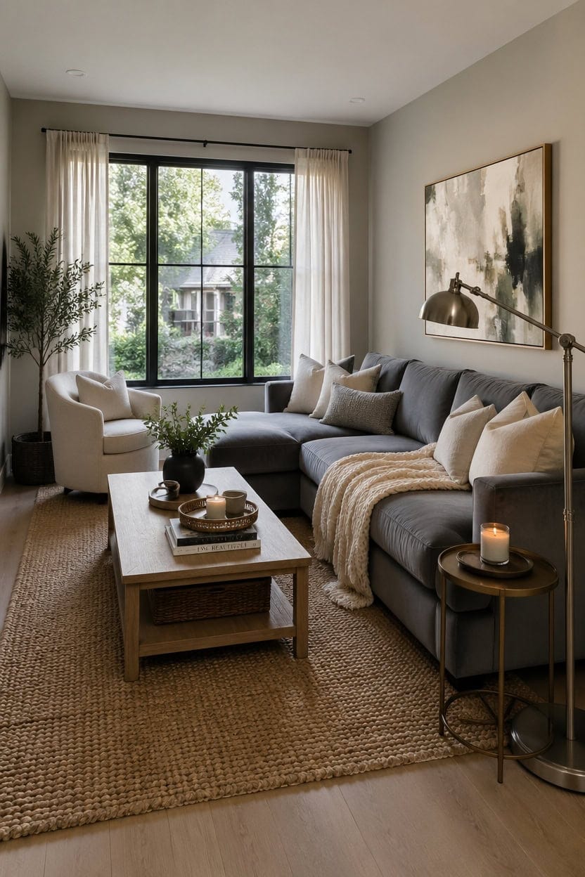 calm grey cream livingroom