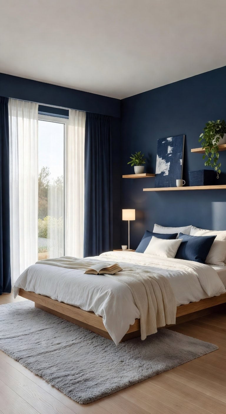 calm navy bedroom retreat