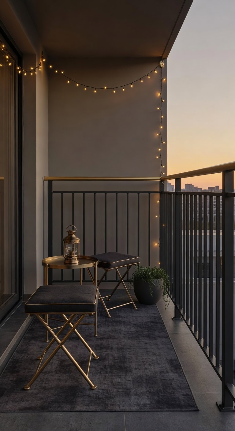 charcoal and gold modern balcony
