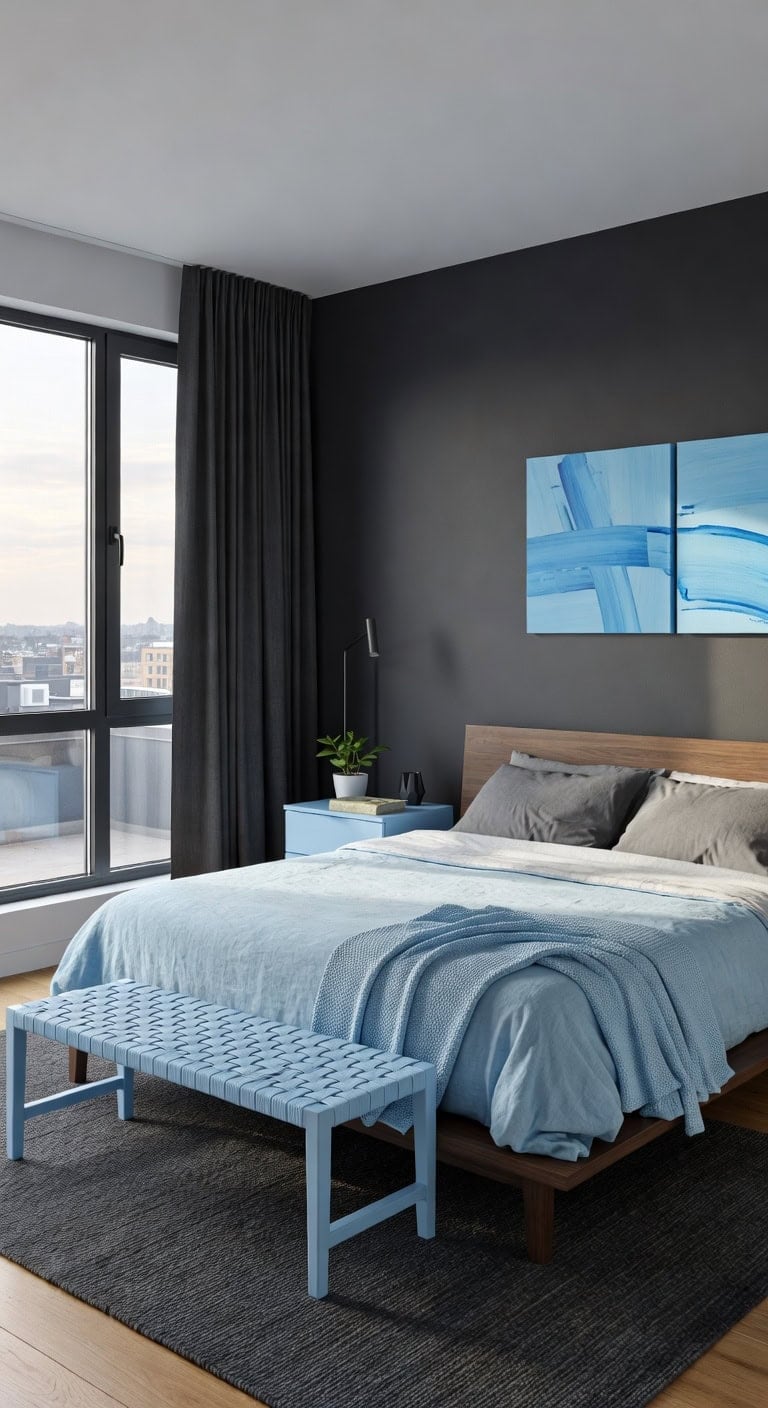 charcoal and sky blue minimalism