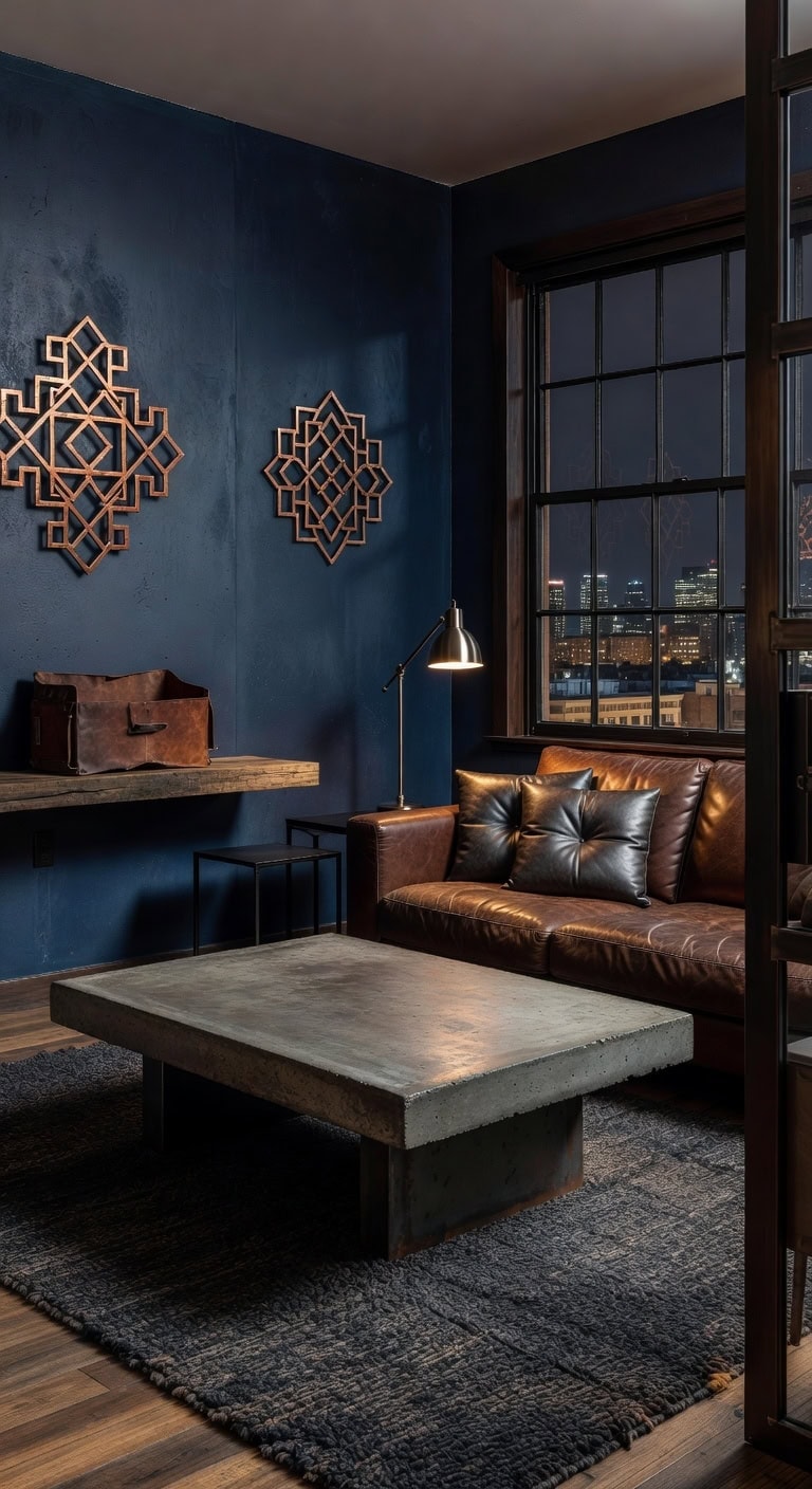 charcoal concrete industrial lounge