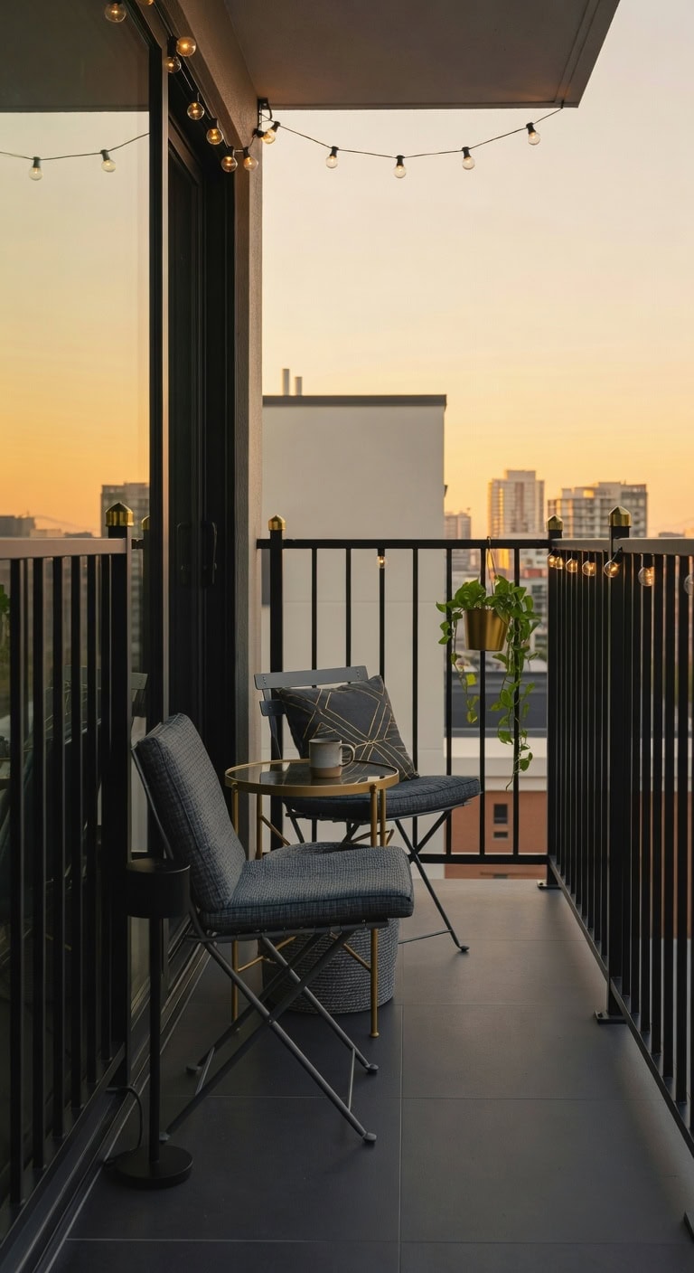 charcoal gold minimalist balcony
