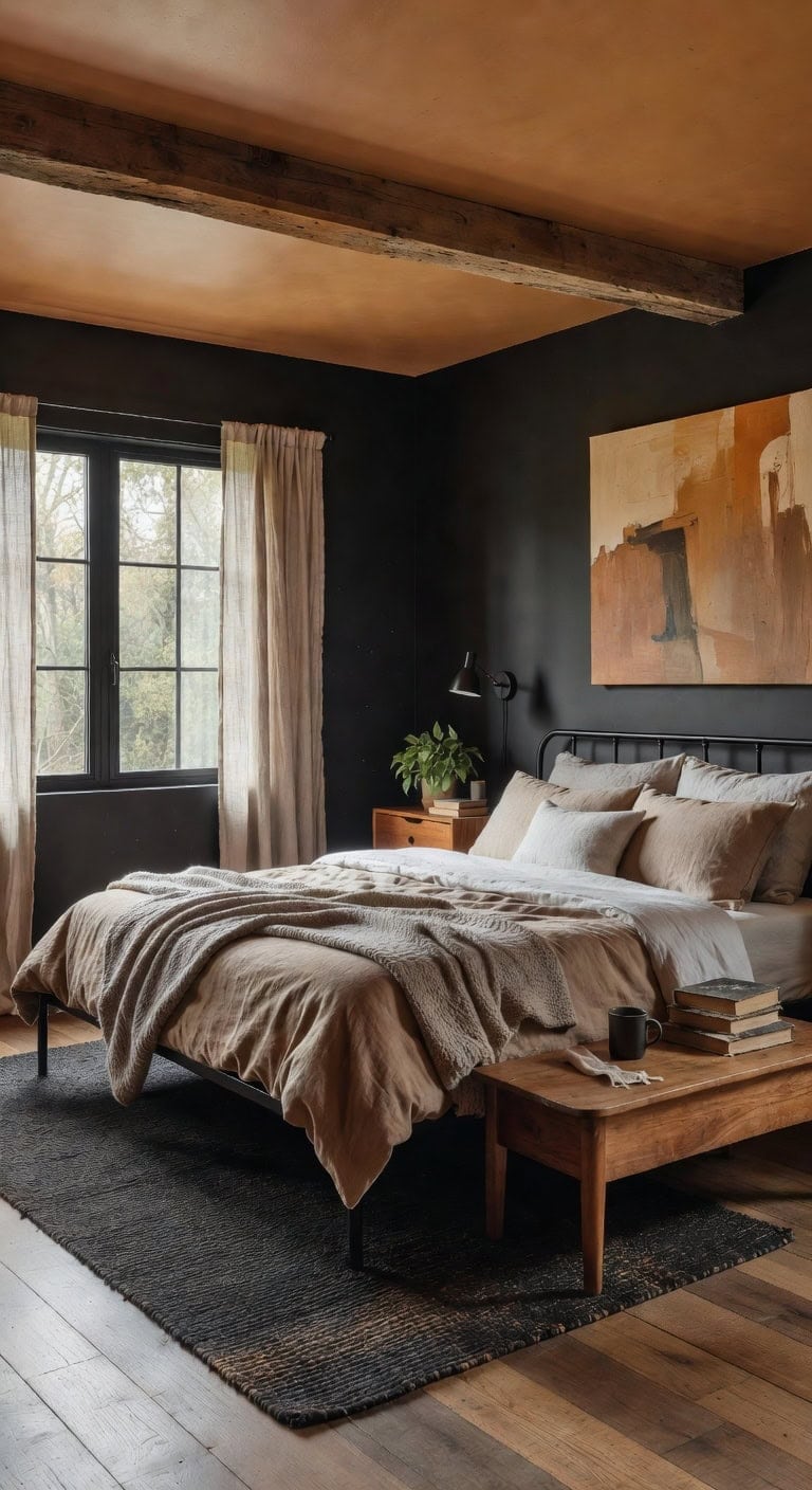 charcoal sycamore rustic bedroom