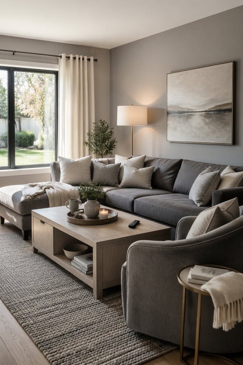 chic grey cream living room