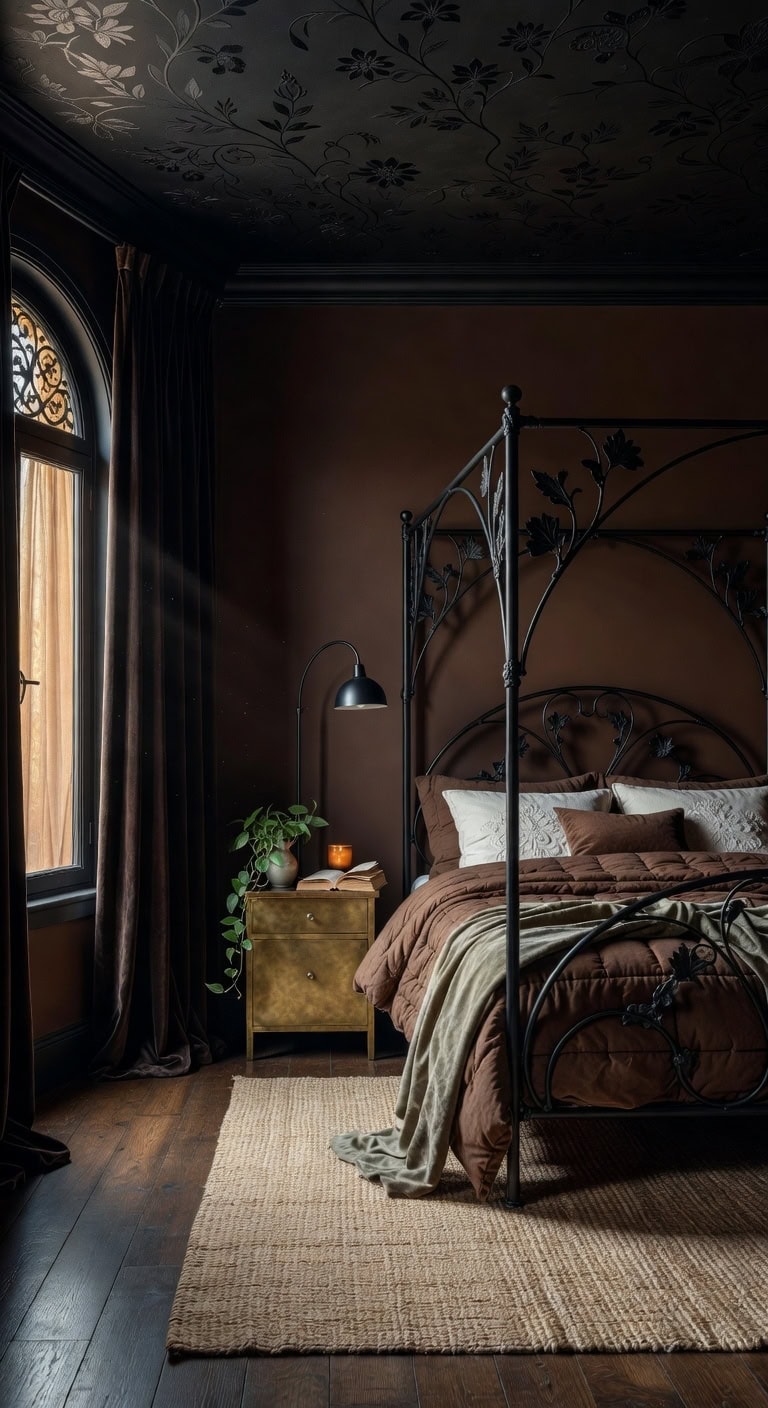 chocolate art nouveau bedroom