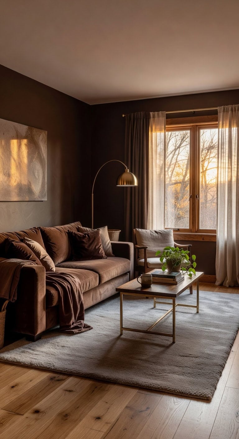 chocolate brown cozy living