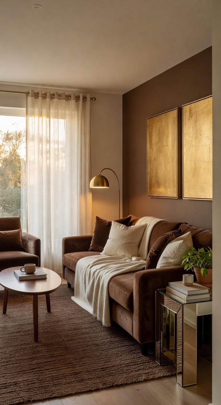 chocolate brown curved living