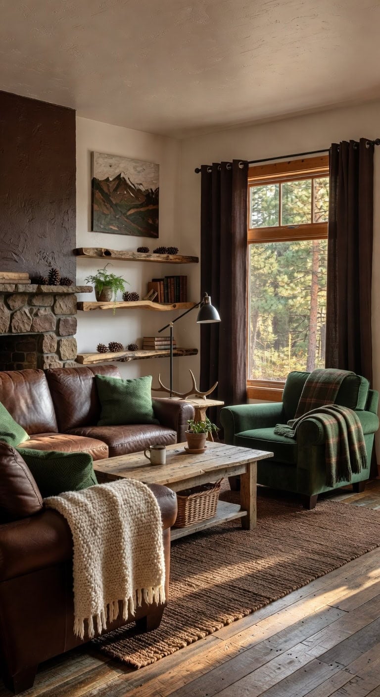 chocolate brown rustic living