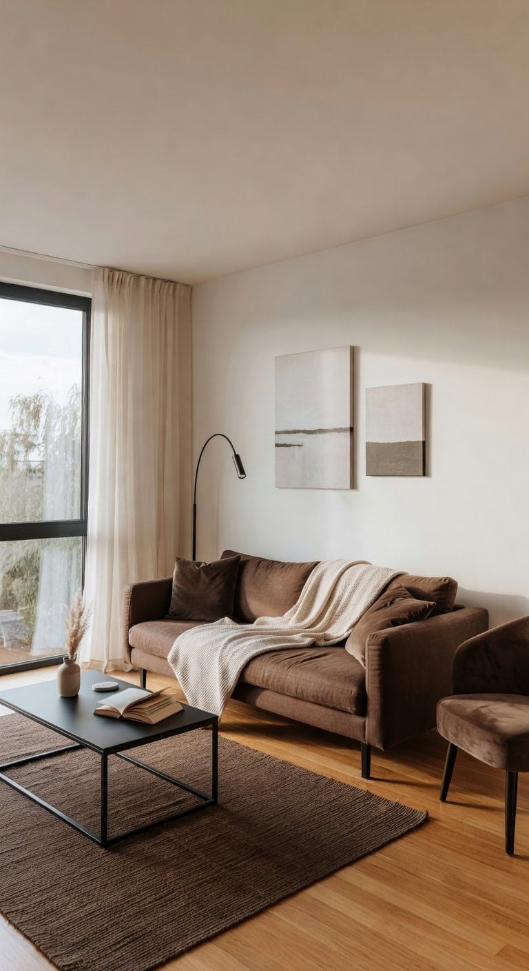 chocolate minimalist living room