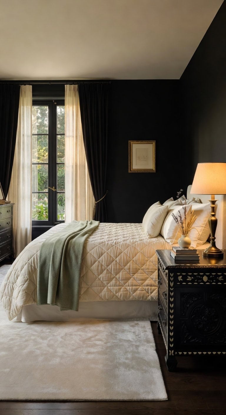 classic black cream nightstand