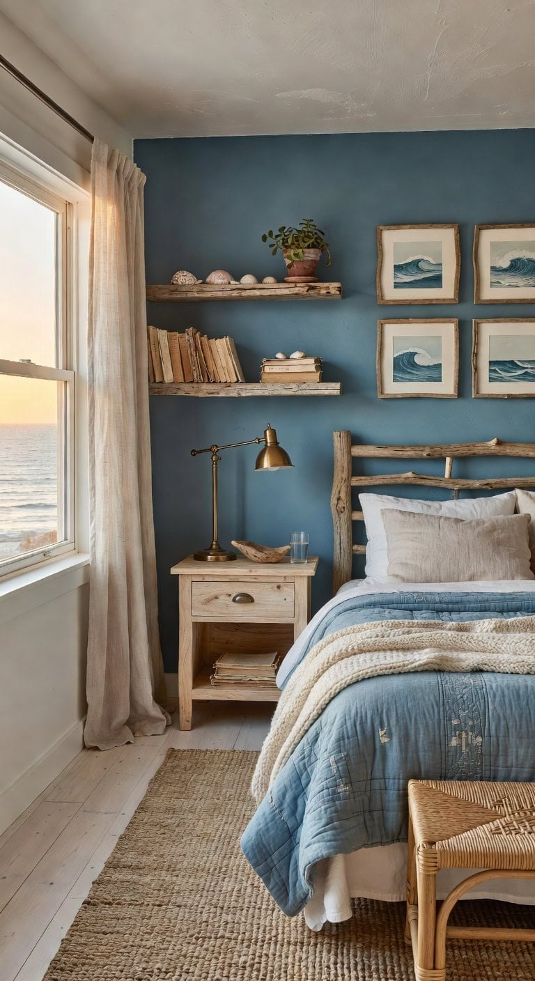 coastal blue driftwood bedroom