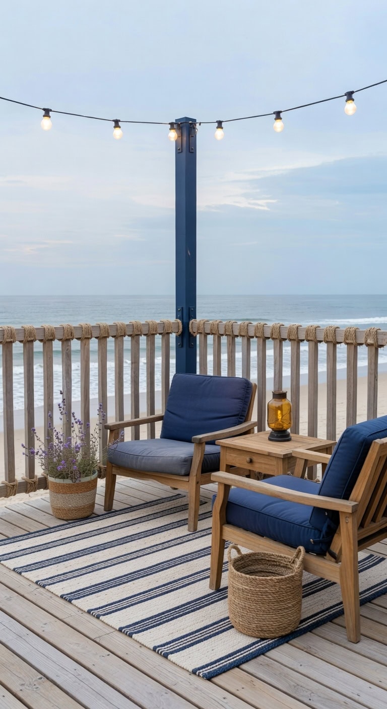coastal navy driftwood rope
