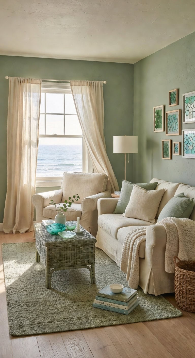 coastal sage cream living room