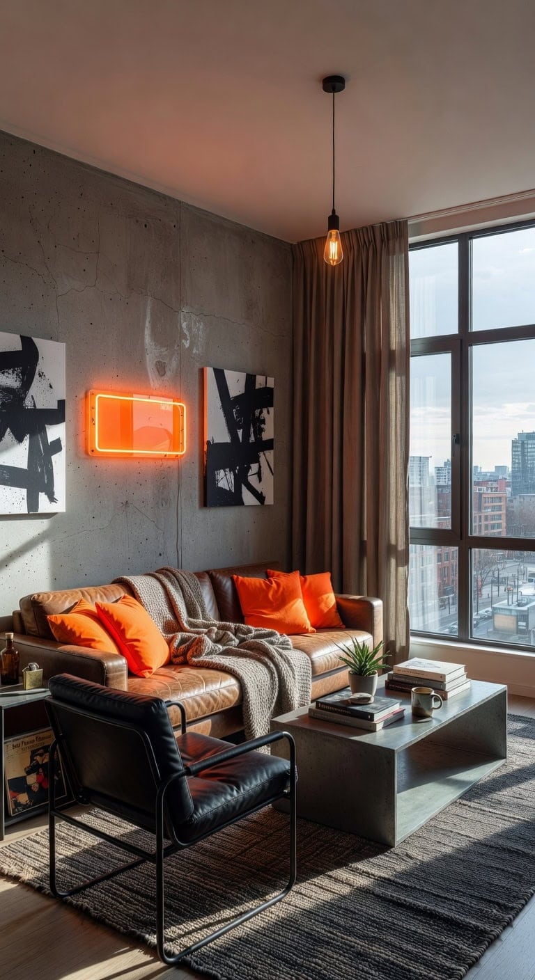 concrete wall modern neon