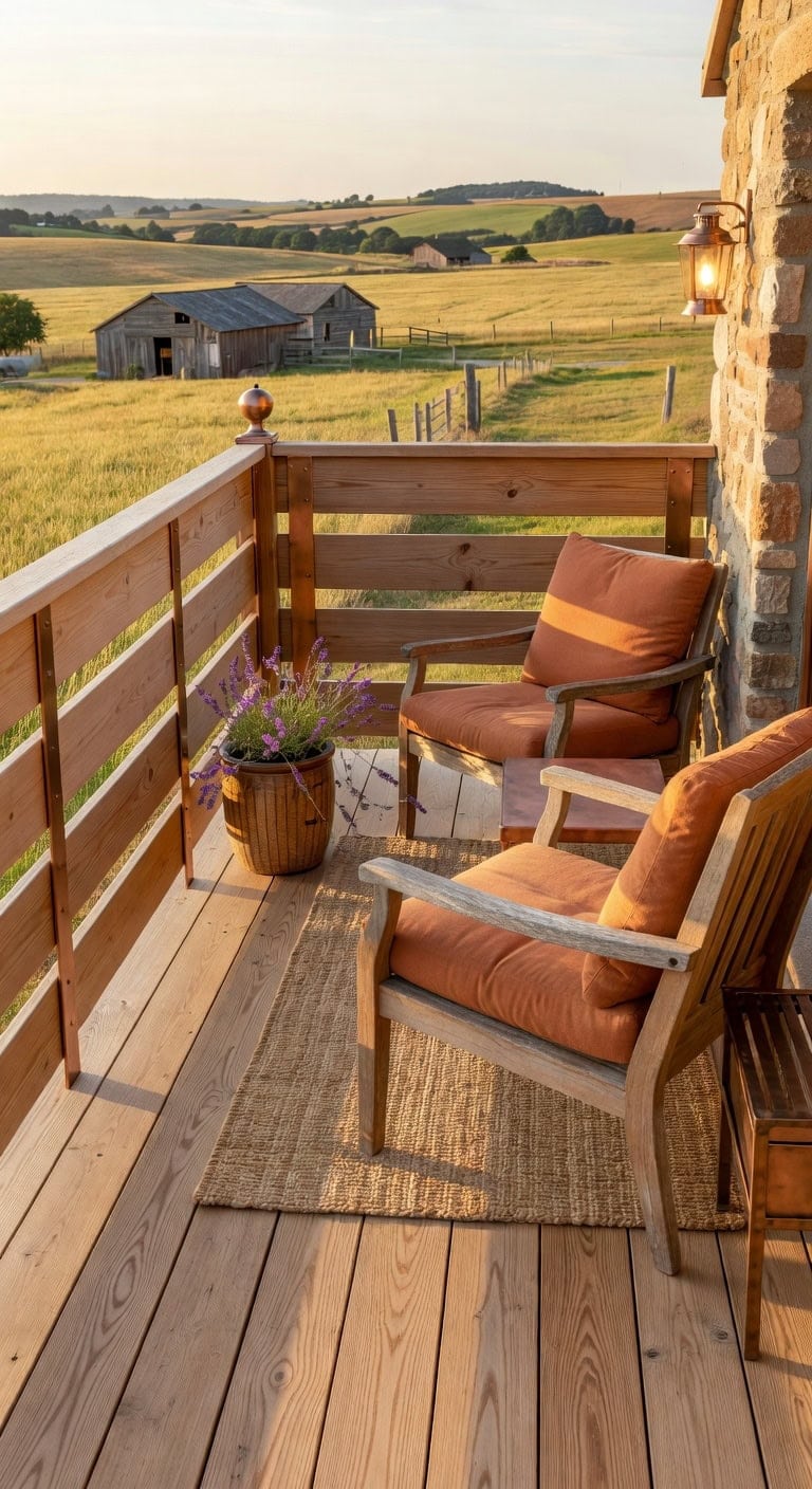 copper oak gray balcony
