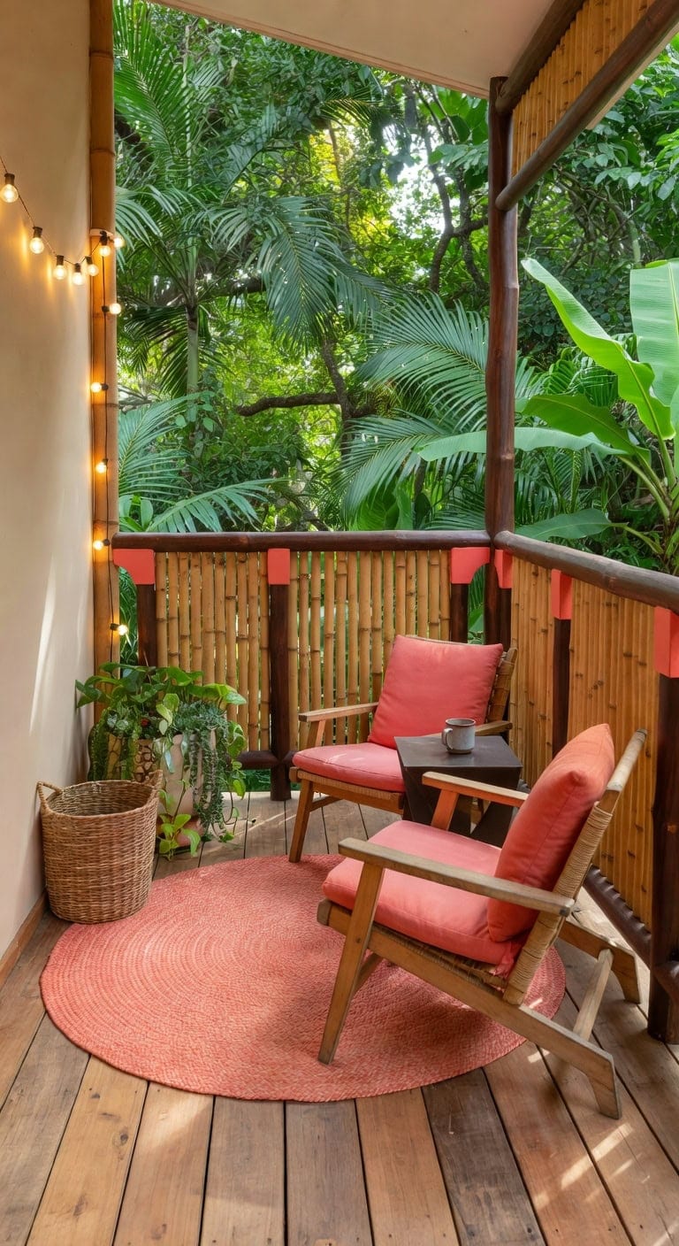 coral walnut bamboo balcony oasis