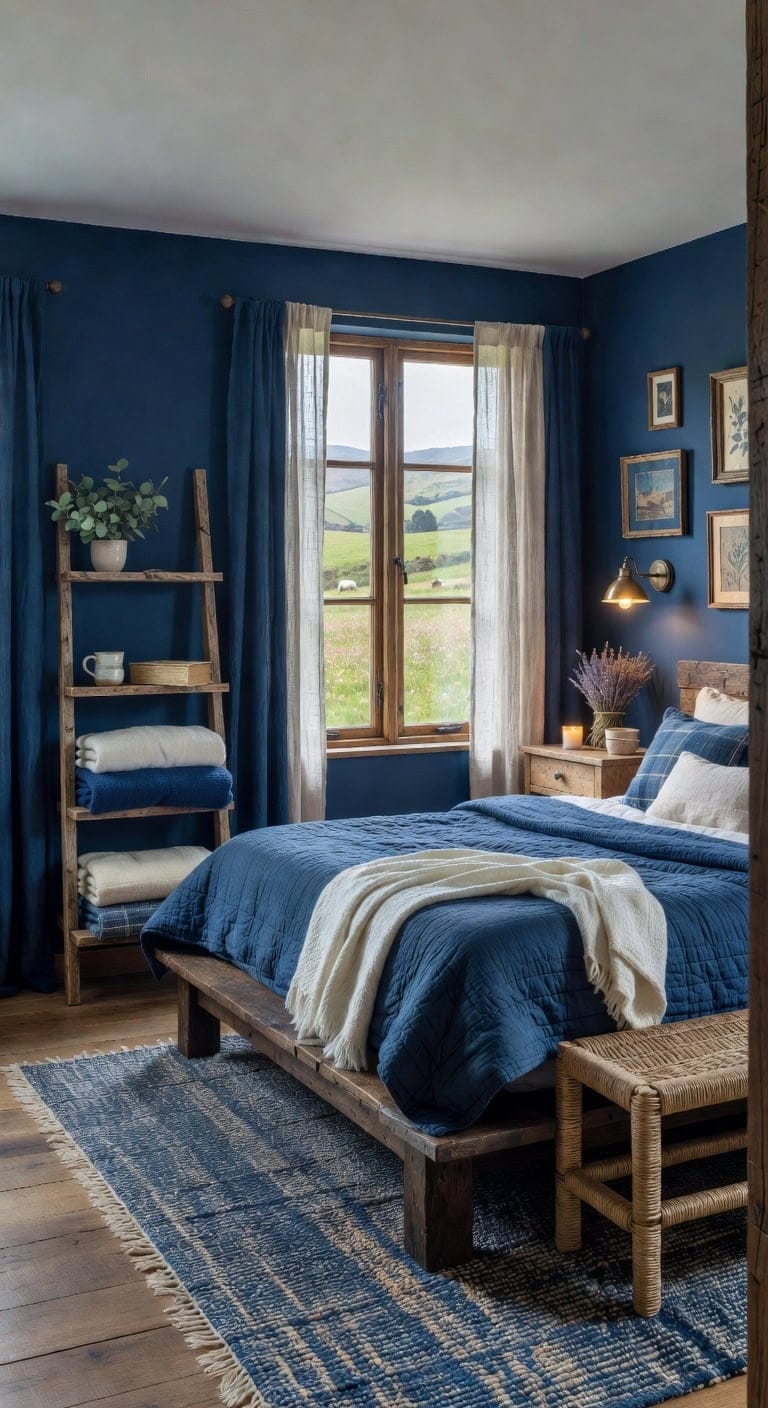 countryzy deep blue bedroom
