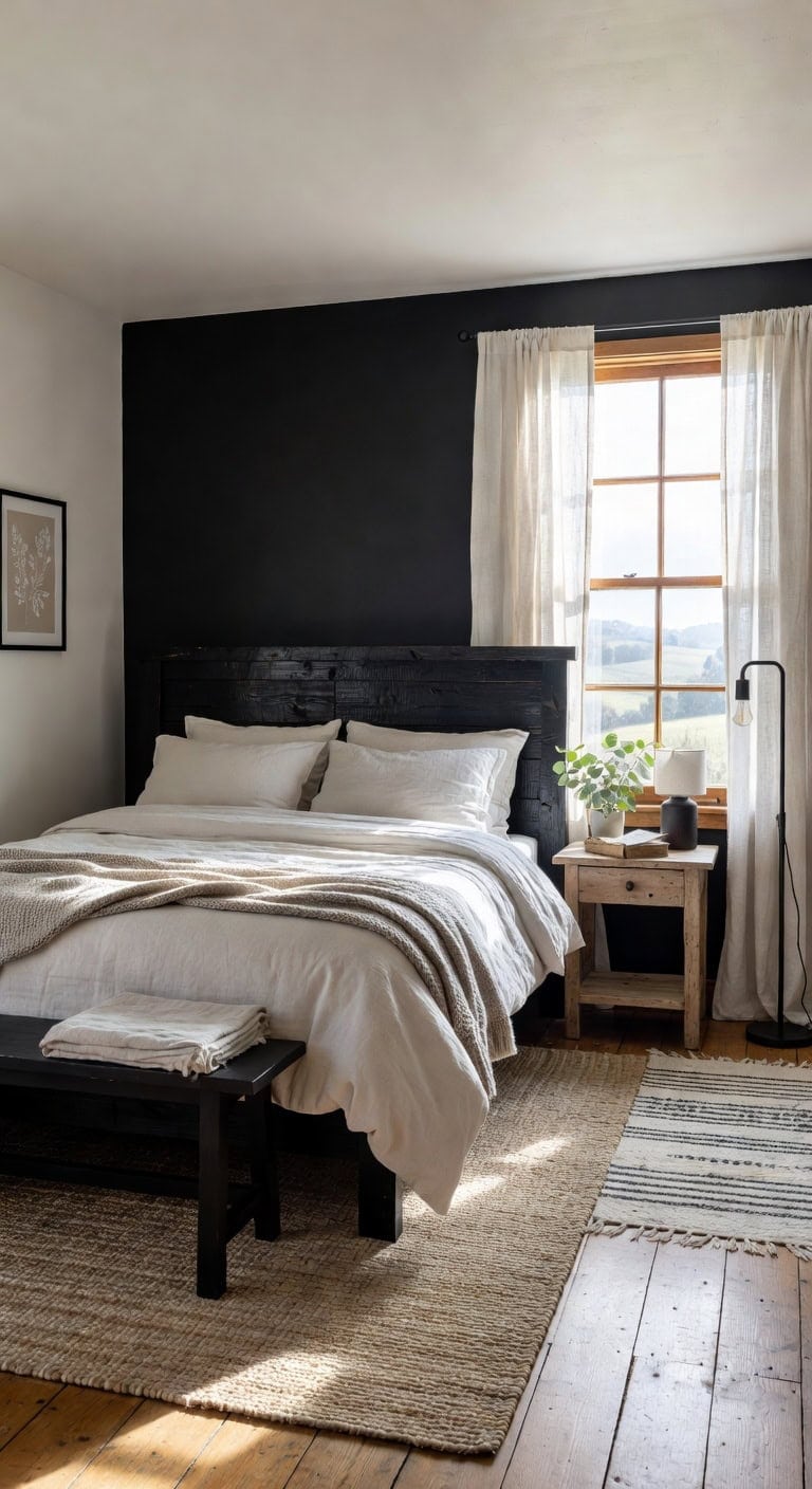 cozy farmhouse black white retreat