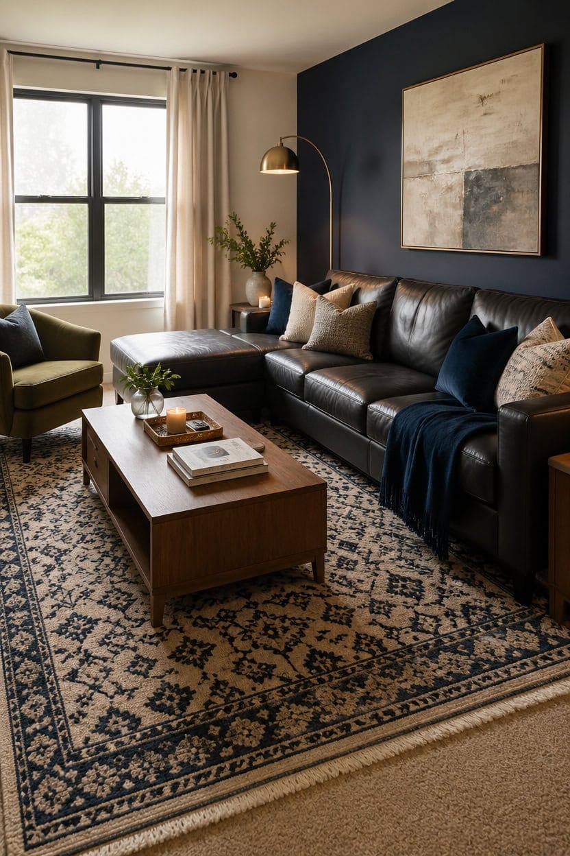 cozy renter friendly navy chic