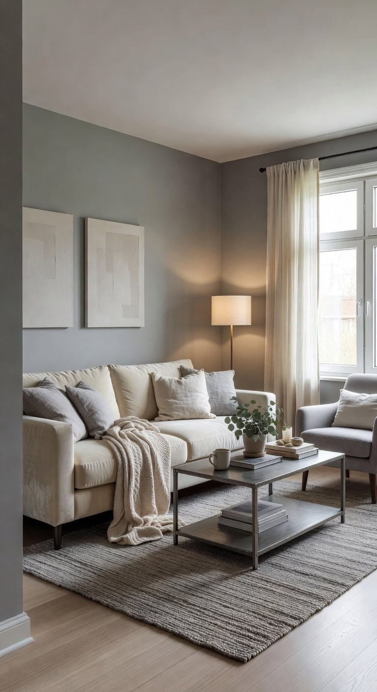 cozy textured grey cream living