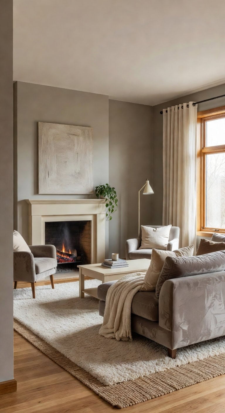 cozy warm greyscale living