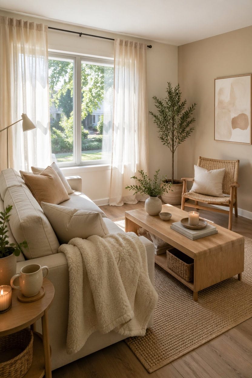 cream and beige living room