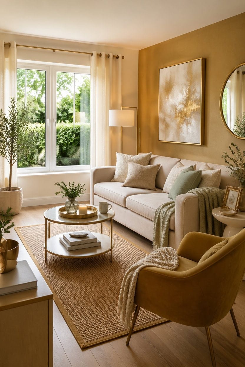 cream and gold accents