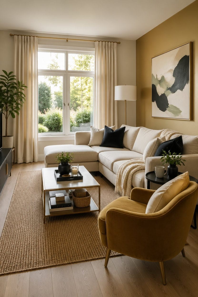 cream and gold living