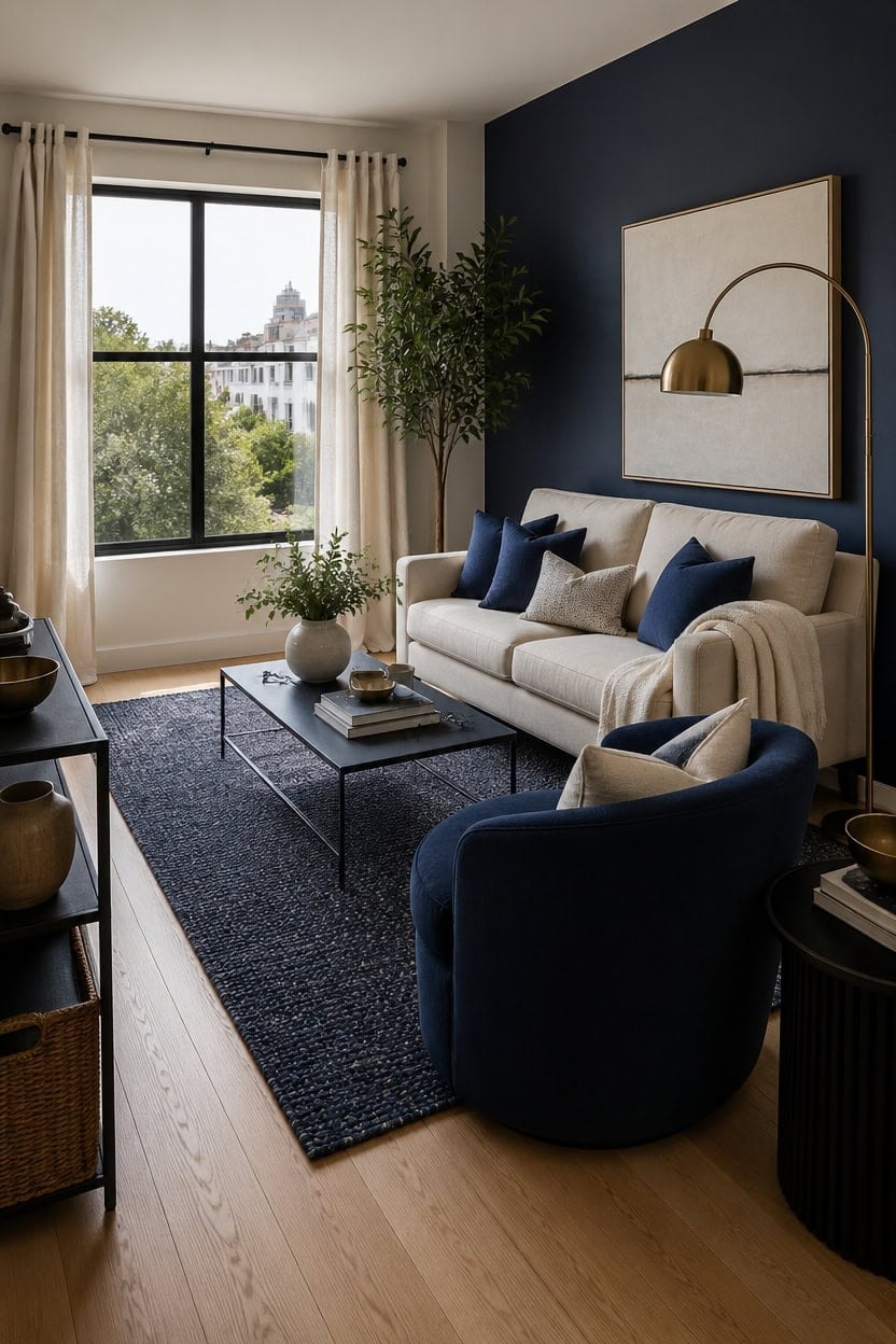 cream and navy living