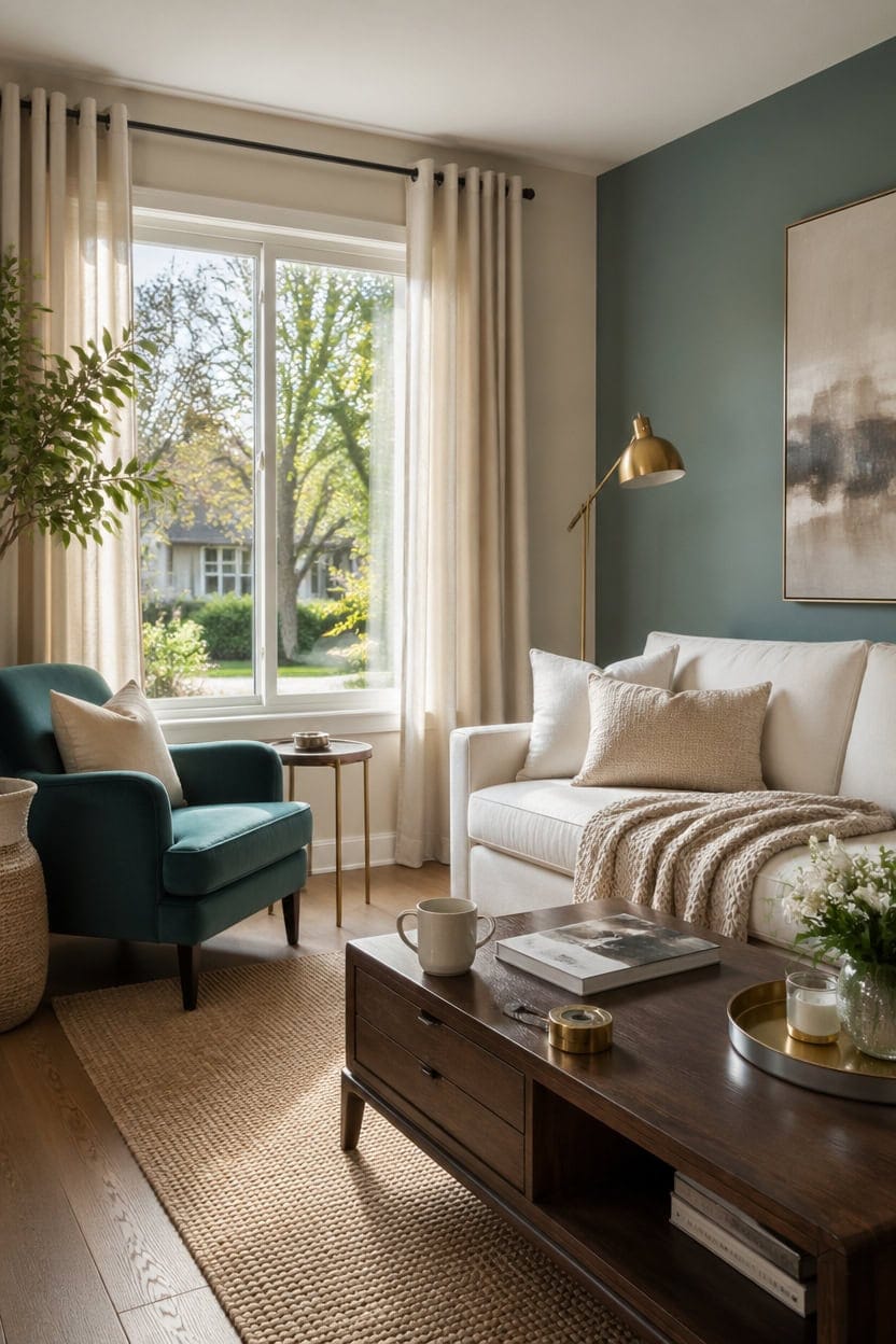 cream curtains living room