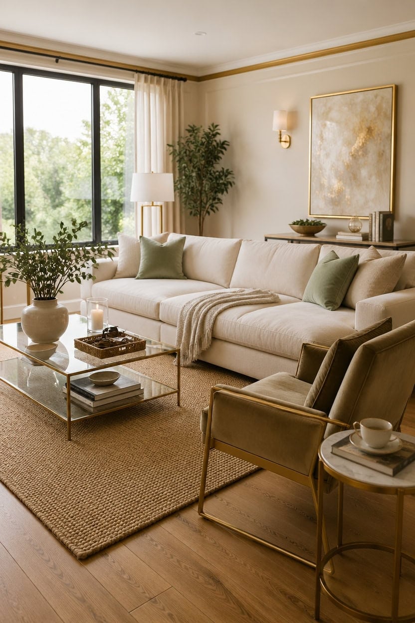 cream gold elegant living