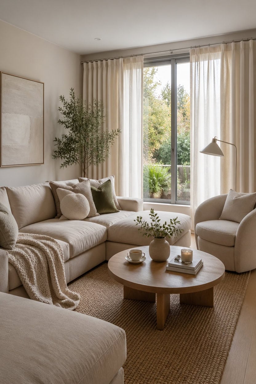 cream layered curtain d cor