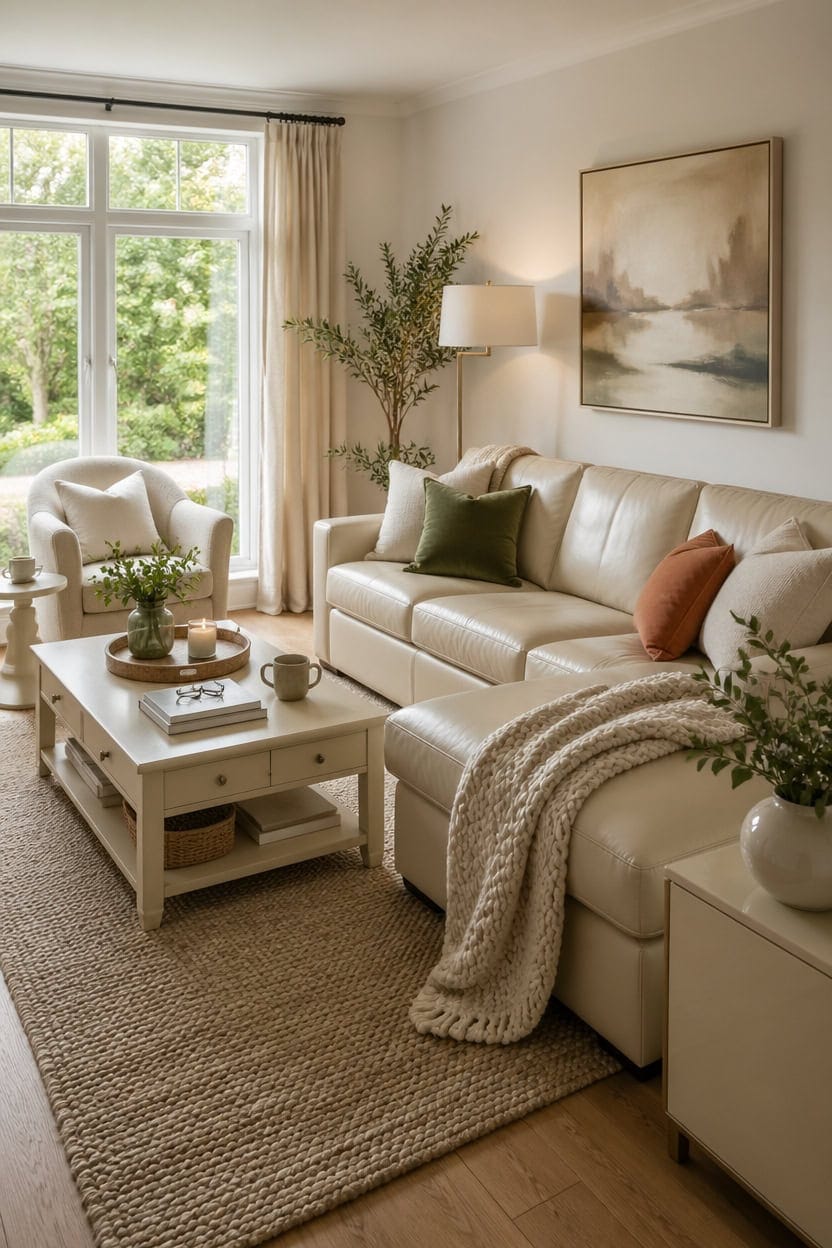 cream leather mixed finishes