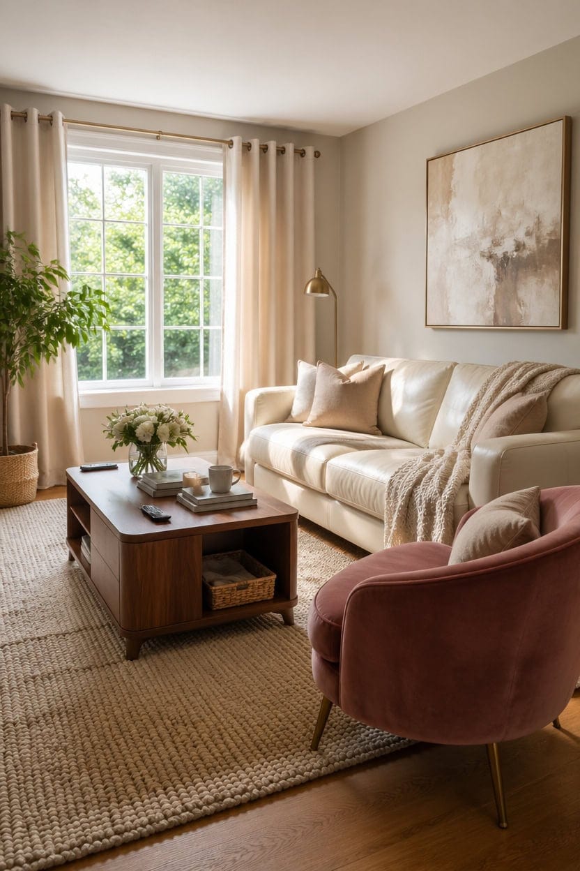 cream leather neutral textiles
