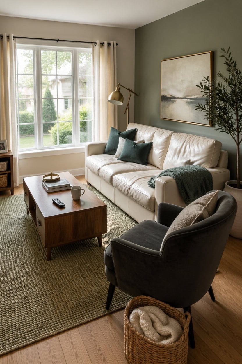 cream leather sage accents