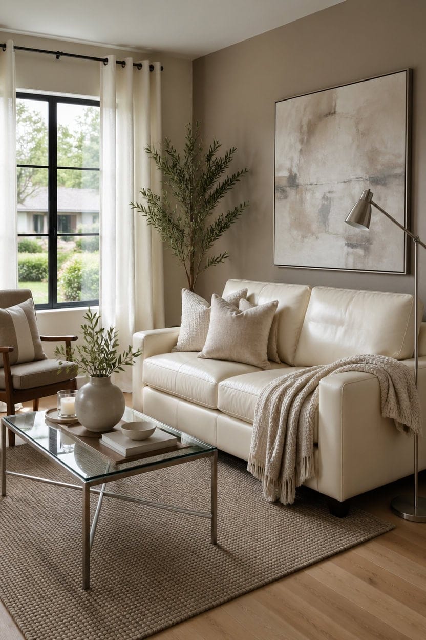 cream leather sofa elegance