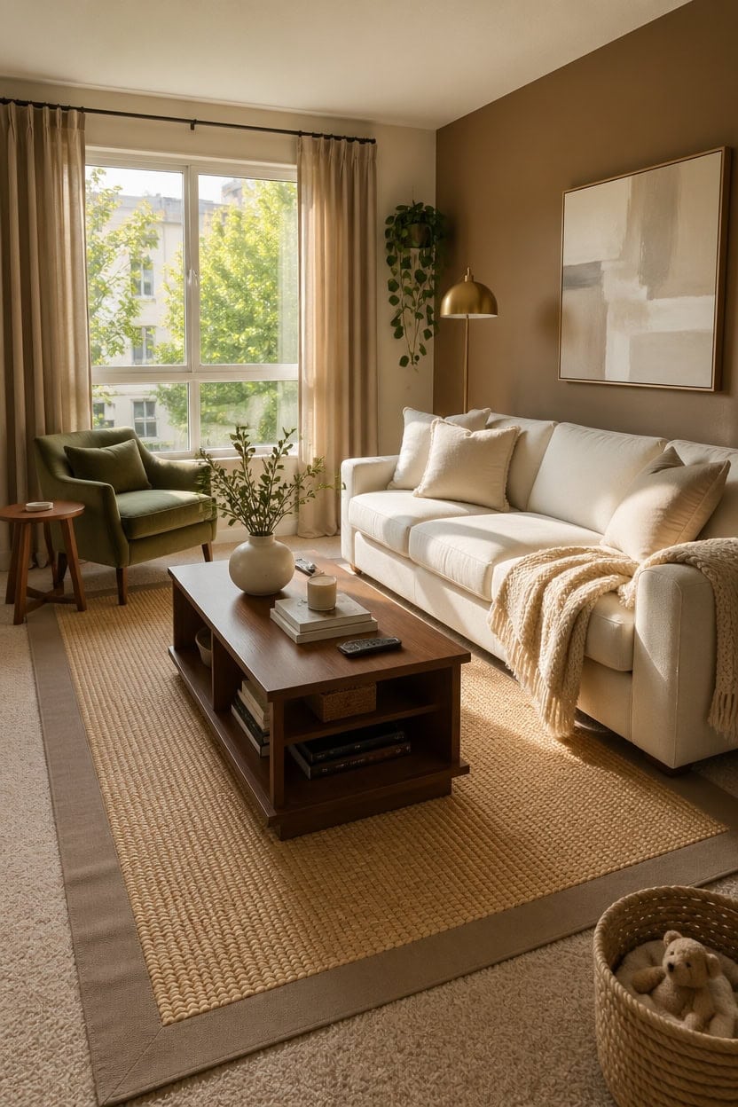 cream rug lease friendly makeover