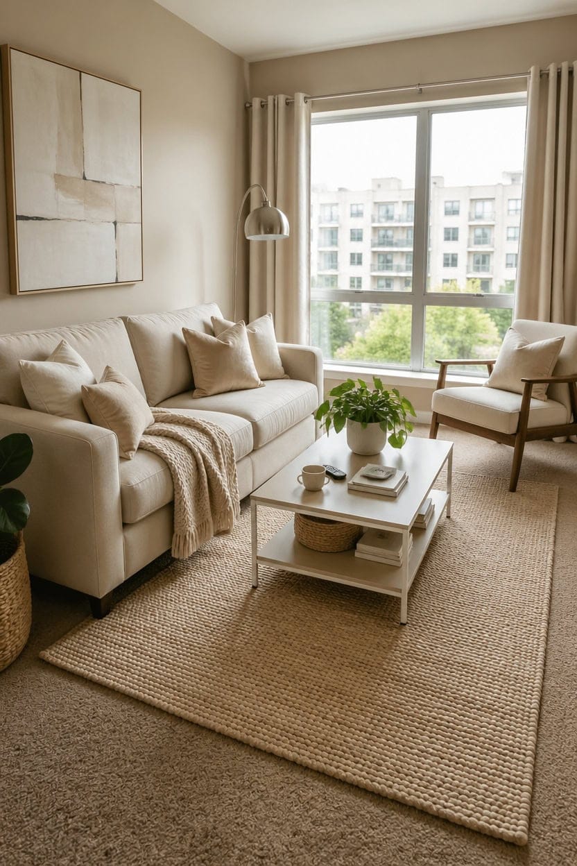 cream rug rental styling