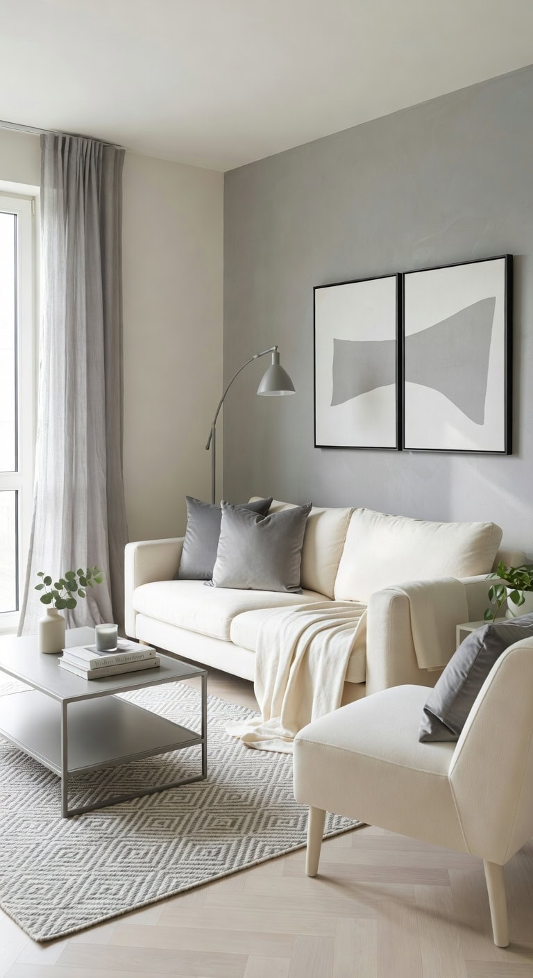 cream sofa gray accents