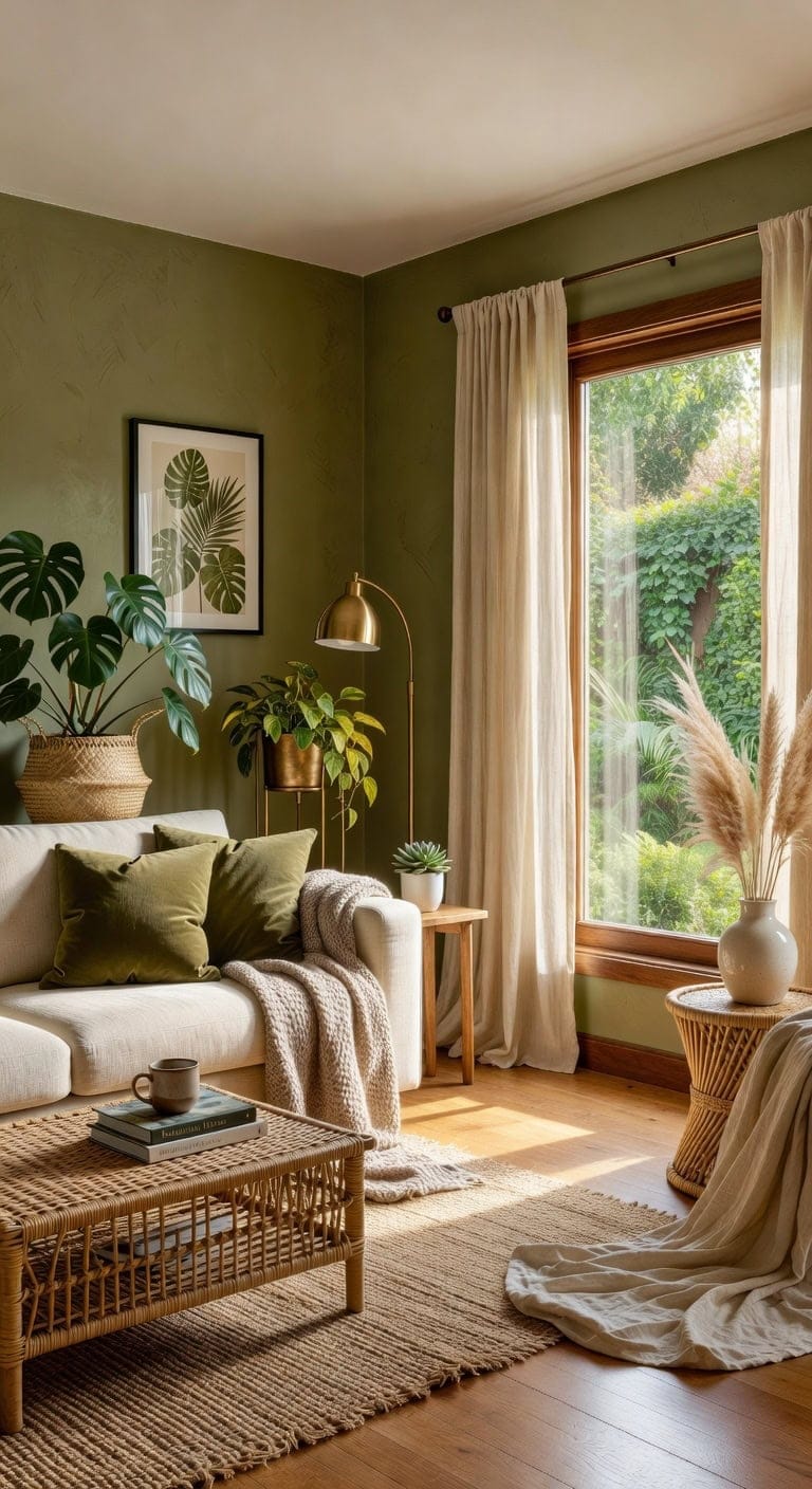 cream sofa greenery indoor plants