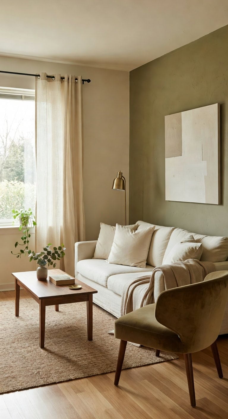 cream sofa olive accent
