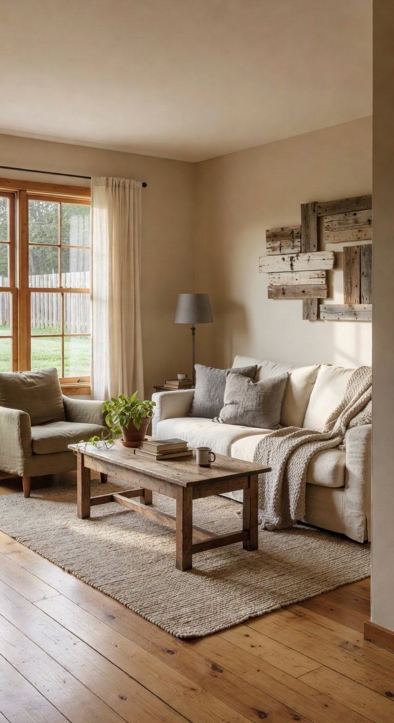 cream sofa rustic farmhouse