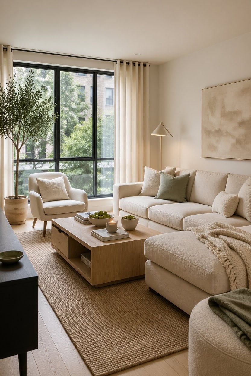 cream themed modern living