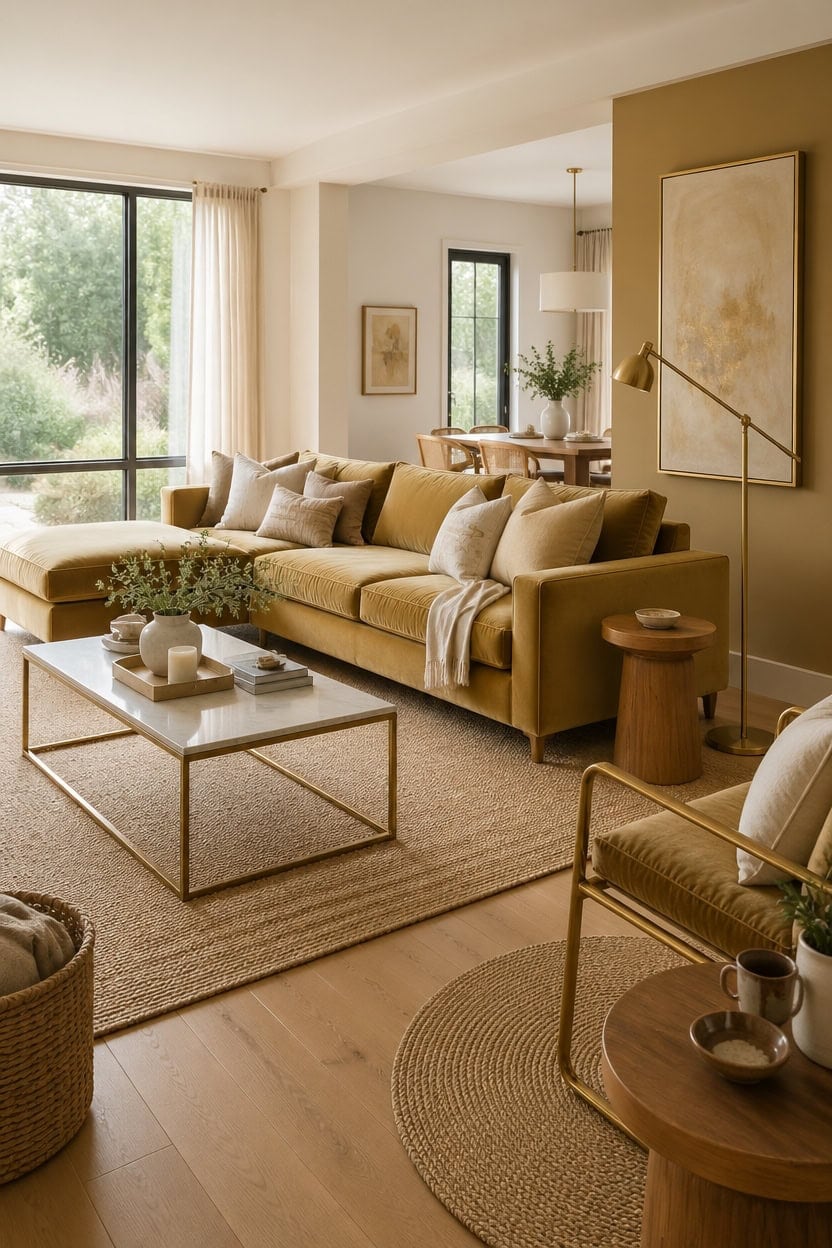 cream walls gold accents