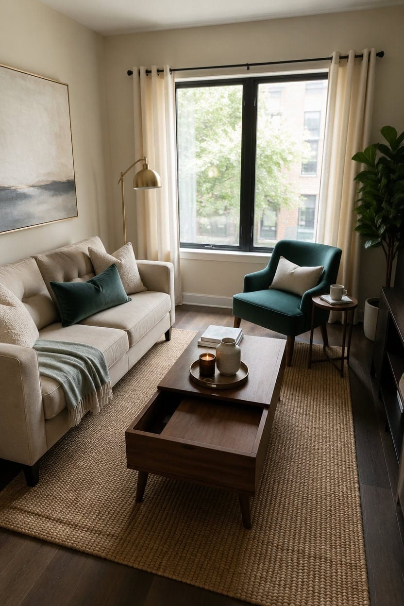 cream walls teal accents