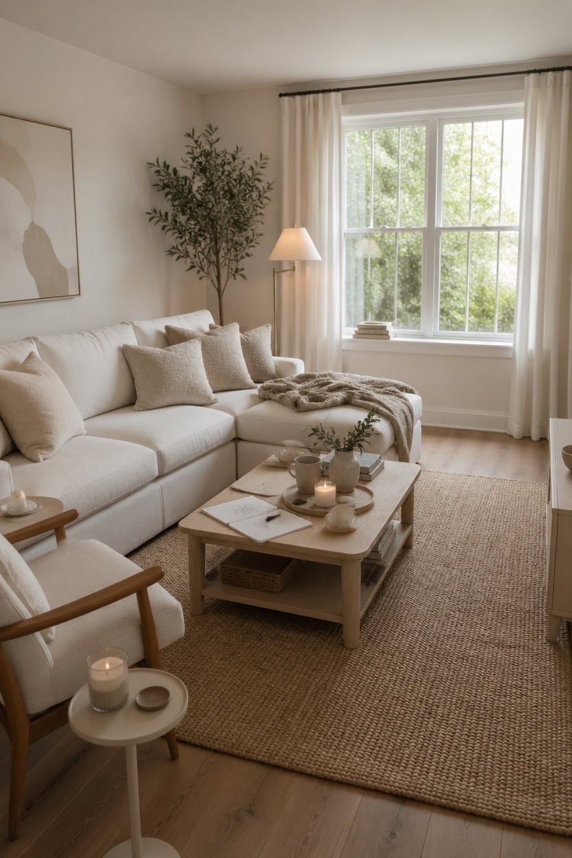 cream walls white accents