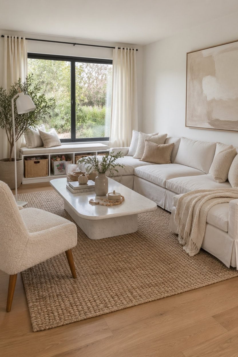 cream white kid friendly livingroom